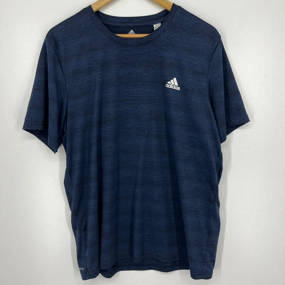 Adidas Mens Climalite Space‎ Dye Navy Blue Performance T-Shirt CZ7642 Size L